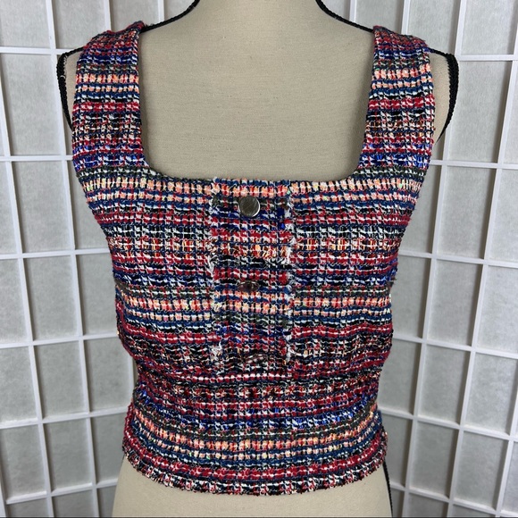 Zara Tops - NWOT Zara Tweed Multicolored Metallic Crop Top